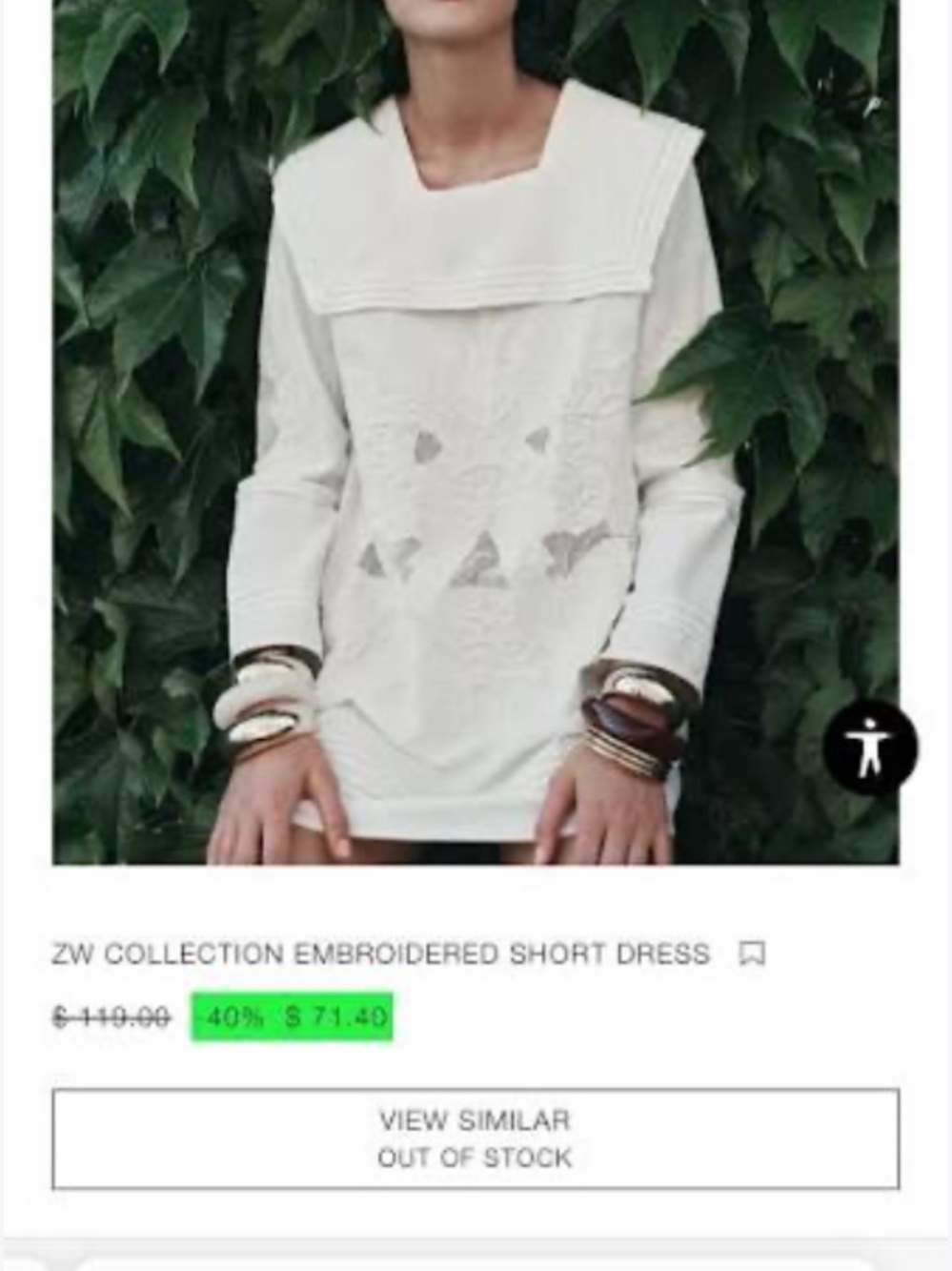 Zara ZW Collection White Embroidered Women's Dress NWT!!